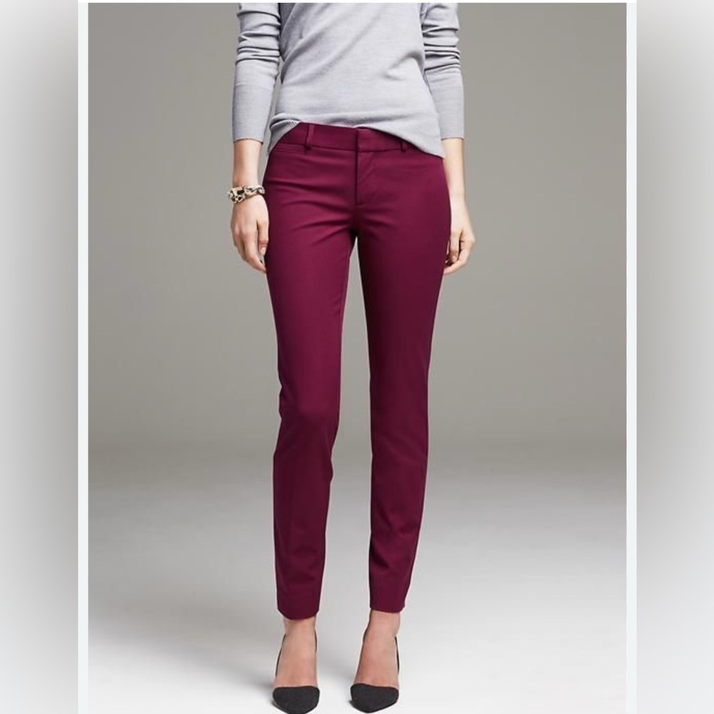BANANA REPUBLIC Women's Sculpting Pant, Size 4, Shiny Wine